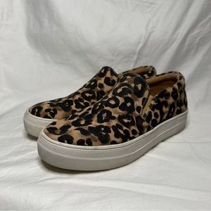 Steve Madden Canvas Leopard Print Slip on Sneakers